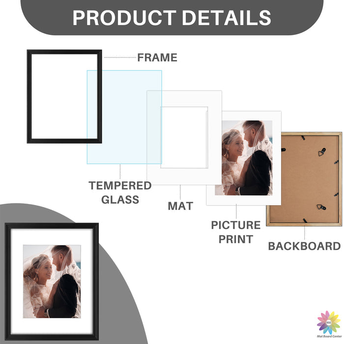 Clearance Wall Gallery Photo Wood Frames with White Mat and Real Glass (21 Pcs Per Box)