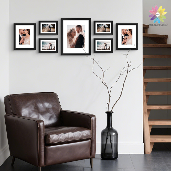 Clearance Wall Gallery Photo Wood Frames with White Mat and Real Glass (21 Pcs Per Box)
