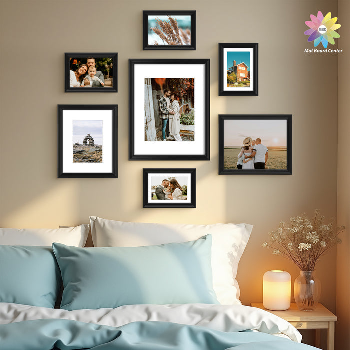 Clearance Wall Gallery Photo Wood Frames with White Mat and Real Glass (21 Pcs Per Box)