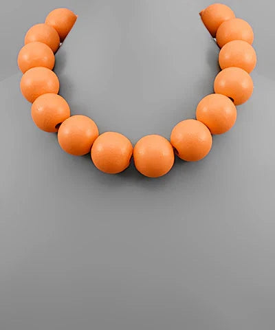Color Wood Ball Necklace