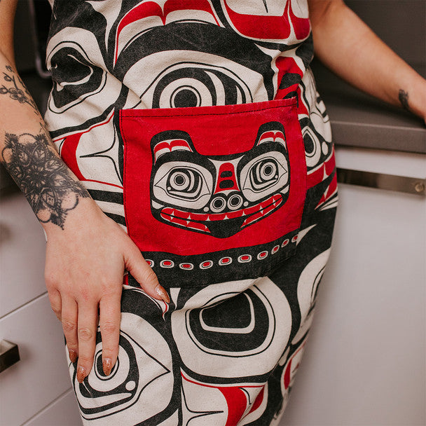 Cotton Apron, Matriarch Bear by Morgan Asoyuf indigenous art gift by Morgan Asoyuf Canada