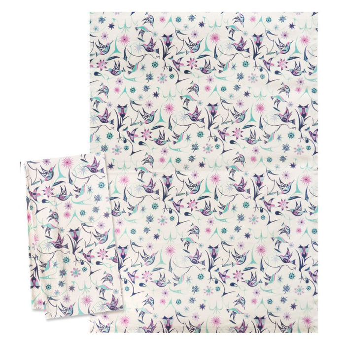 Cotton Tea Towel, Hummingbird by Nicole La Rock indigenous art gift by Nicole La Rock Canada