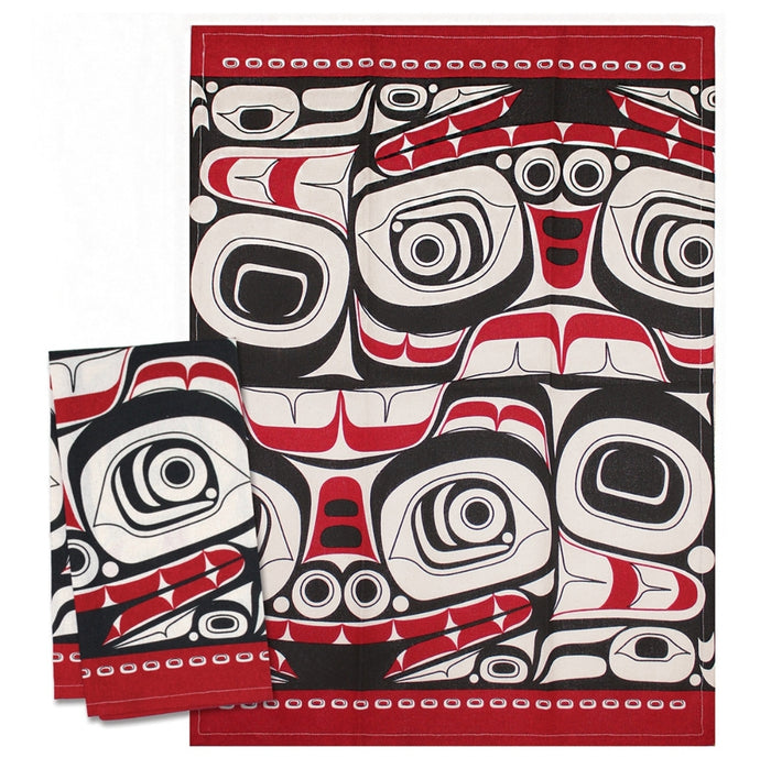 Cotton Tea Towel, Matriarch Bear by Morgan Asoyuf - shipping late June / July indigenous art gift by Morgan Asoyuf Canada