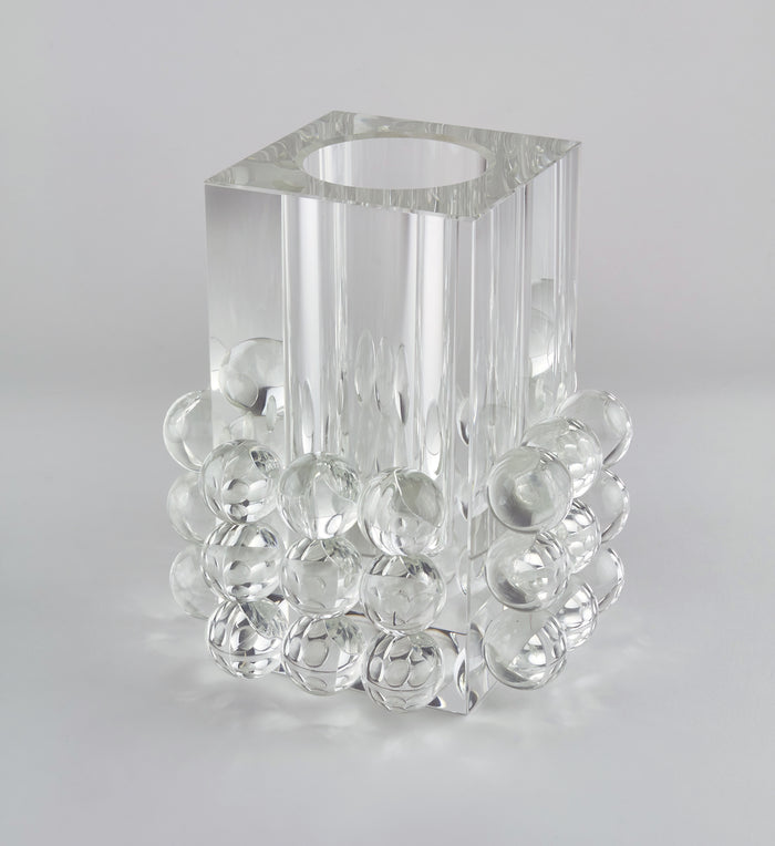 Crystal Glass Bubble Vase Square