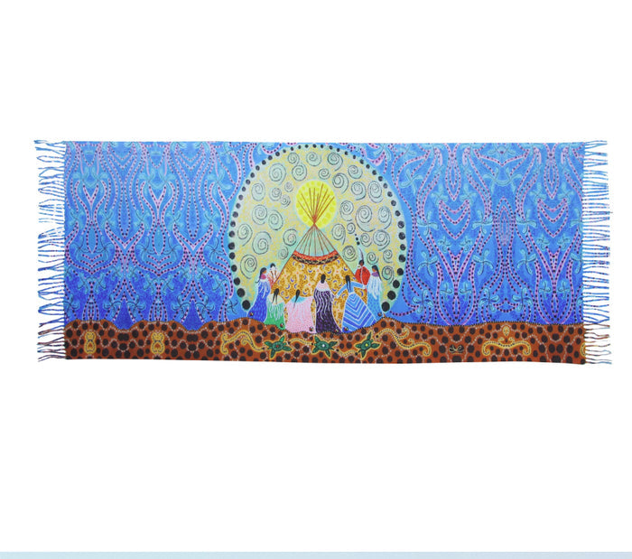 Dancing Women Art Print Shawl, by Métis Artist, Leah Dorion