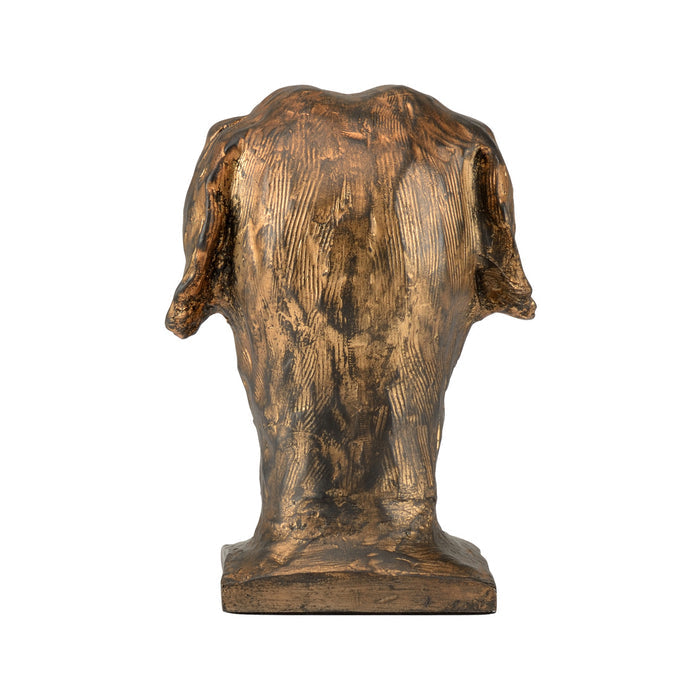 Bronze elephant statue on a white background