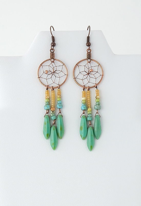 Dreamcatcher Earrings Handmade in Canada indigenous art gift by Monague Canada