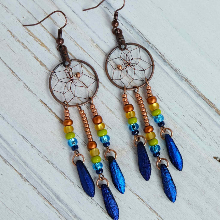 Dreamcatcher Earrings Handmade in Canada indigenous art gift by Monague Canada