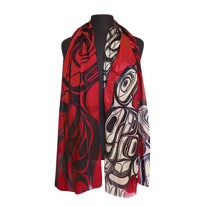 Eagle by Corey Bulpitt, Viscose Scarf indigenous art shawl by Corey Bulpitt Canada