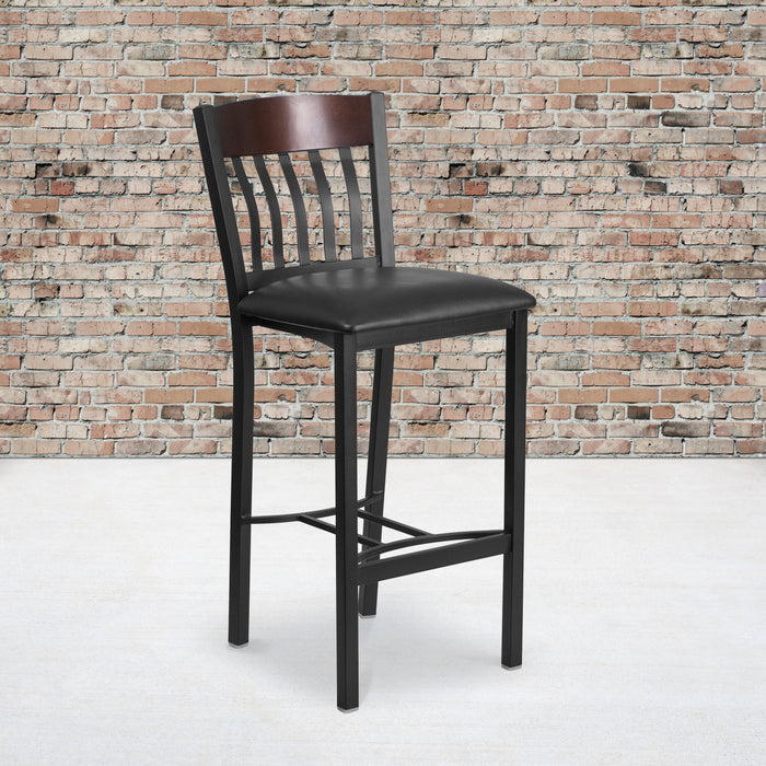 Bk/Nat Vert Stool-Black Seat