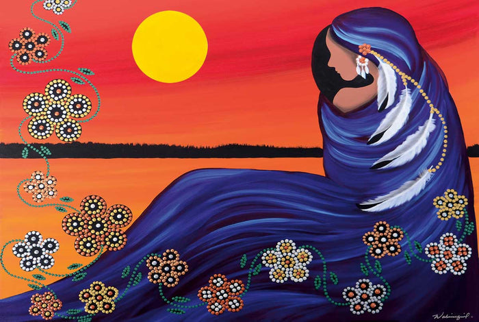 Betty Albert Evening Sun Woman Wall Art | Native Art Canada