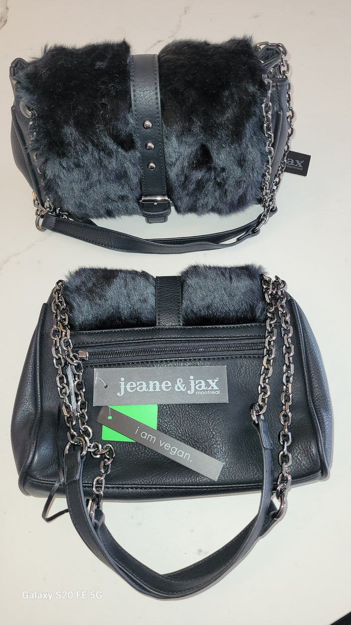 Faux Fur Jeane & Jax Messenger Bag indigenous art gift by Canadian Fashion & Home Decor Boutique Canada