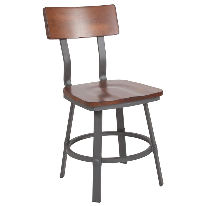 Walnut/Gray Metal Chair
