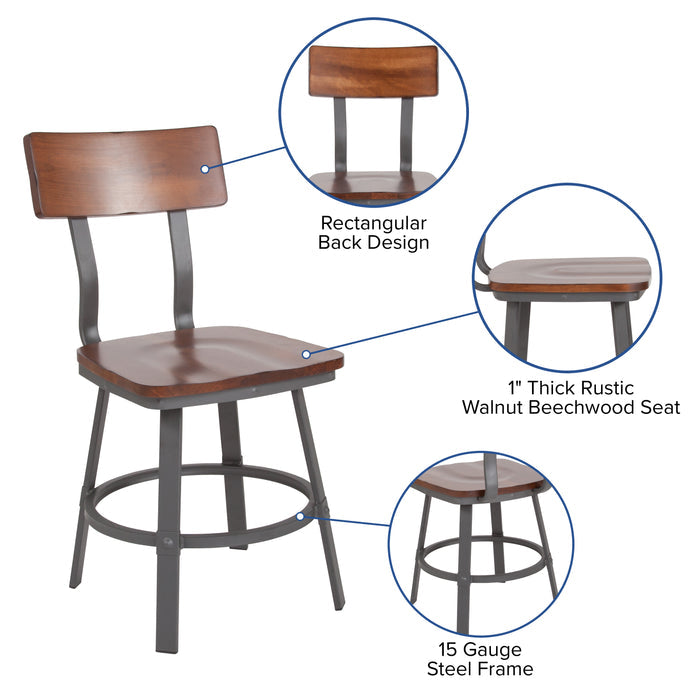 Walnut/Gray Metal Chair