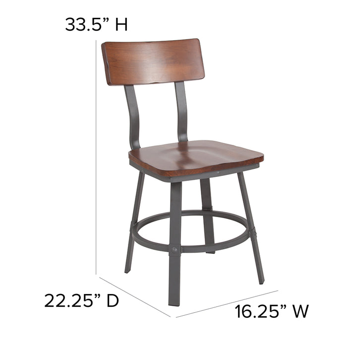 Walnut/Gray Metal Chair