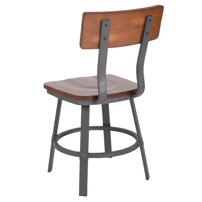 Walnut/Gray Metal Chair