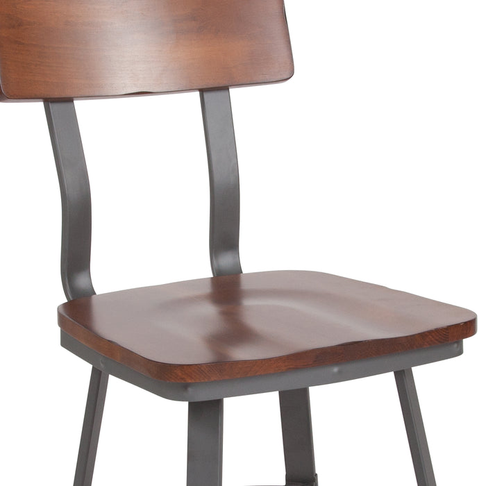 Walnut/Gray Metal Chair