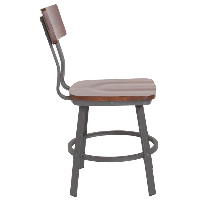 Walnut/Gray Metal Chair