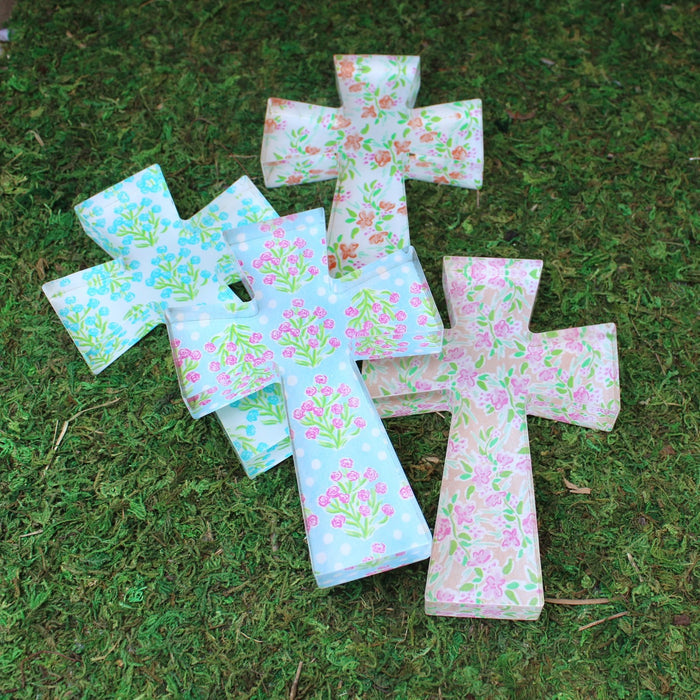 Floral Cutout Acrylic Table Cross, 4"x6"
