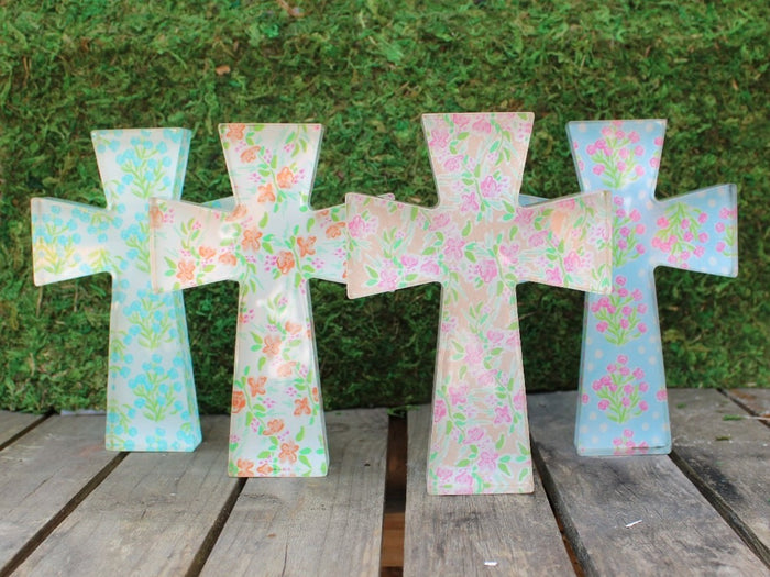 Floral Cutout Acrylic Table Cross, 4"x6"