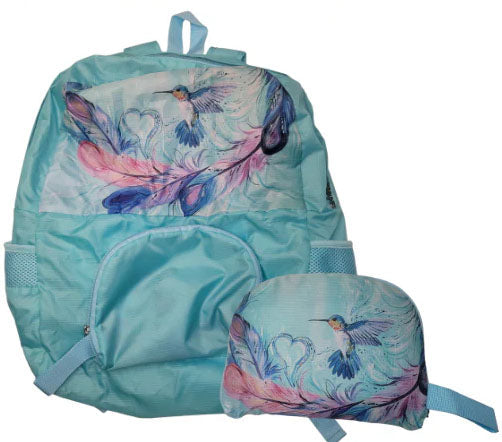 Foldable back pack featuring the artwork of Carla Joseph indigenous art gift by Carla Joseph Canada
