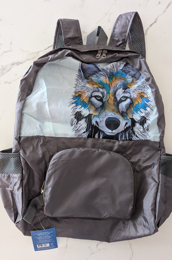 Foldable backpack featuring the artwork of Micqaela Jones indigenous art gift by Micqaela Jones Canada