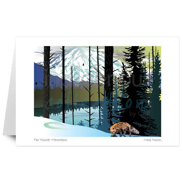 Mark Preston Fox Winter Mountains Art Card | Native Art Canada