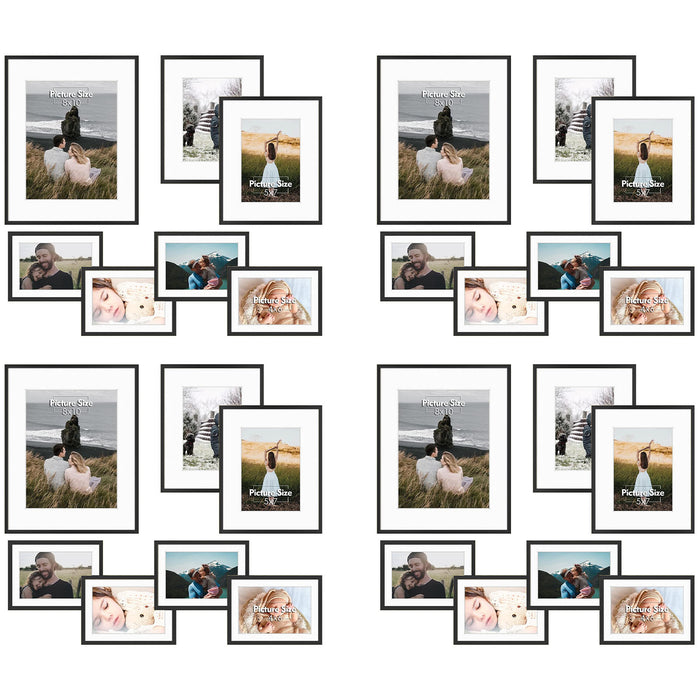 Gallery Wall Frames Set Aluminum Frames (28 Pcs Per Box) Black