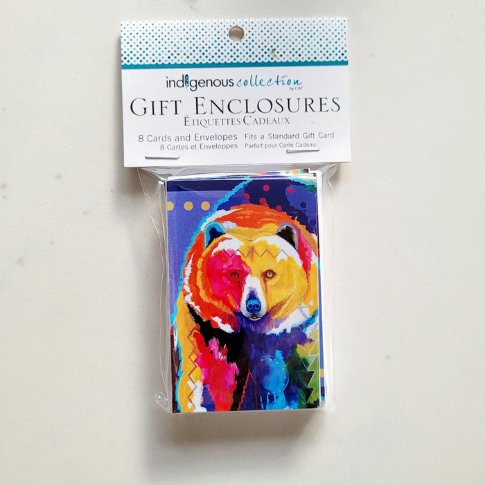 Gift Enclosure, package of 8 mini cards and envelopes - John Balloue Art (Bear) indigenous art gift by John Balloue Canada
