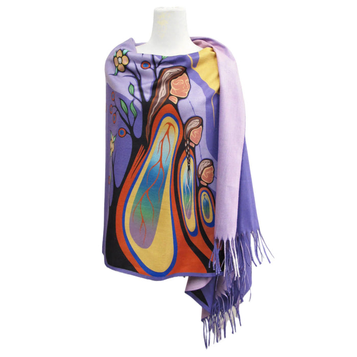 Gifts from Creator indigenous art shawl by Emily Kewageshig Canada