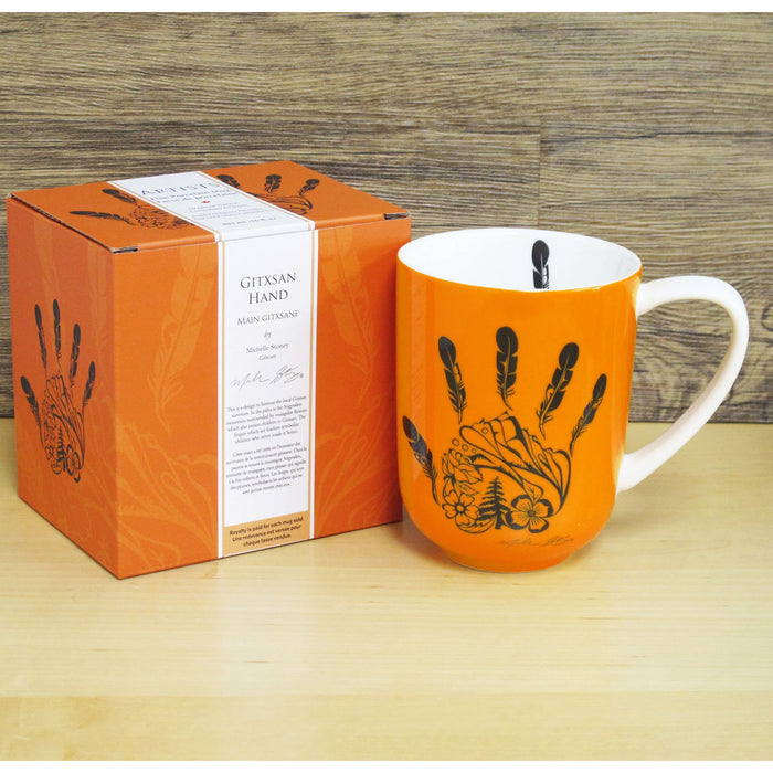 Gitxsan Hand indigenous art mug by Michelle Stoney Canada