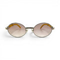 Giverny - 55-22 Mustard Wood Sunglasses w/ Oval Hennessy Lenses - Silver Frame (90s) C