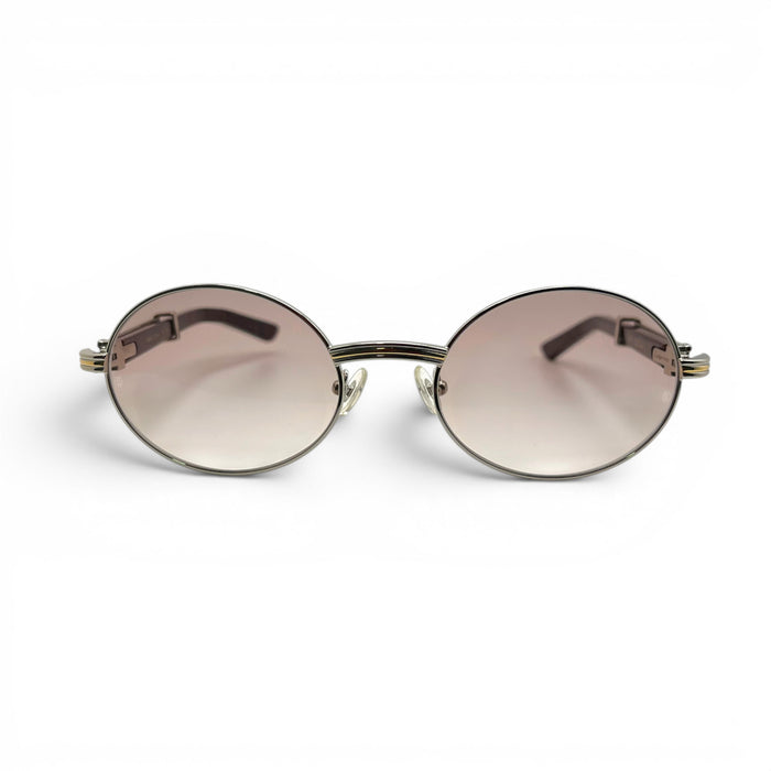 Giverny - 55-22 Wine & Black Composite Sunglasses w/ Oval Hennessy Lenses - Silver Frame (90s) C
