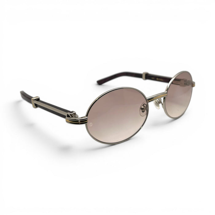 Giverny - 55-22 Wine & Black Composite Sunglasses w/ Oval Hennessy Lenses - Silver Frame (90s) C