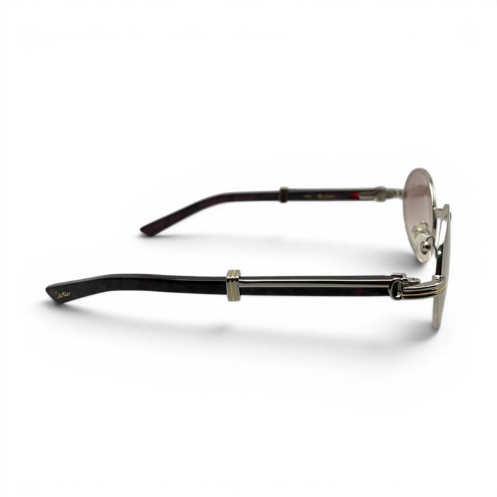 Giverny - 55-22 Wine & Black Composite Sunglasses w/ Oval Hennessy Lenses - Silver Frame (90s) C