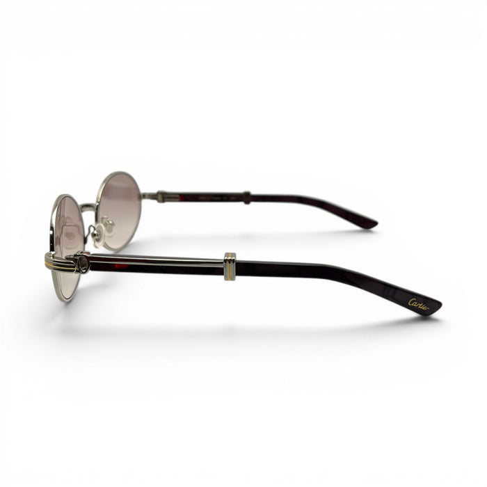 Giverny - 55-22 Wine & Black Composite Sunglasses w/ Oval Hennessy Lenses - Silver Frame (90s) C