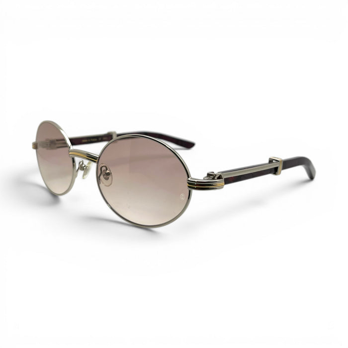 Giverny - 55-22 Wine & Black Composite Sunglasses w/ Oval Hennessy Lenses - Silver Frame (90s) C