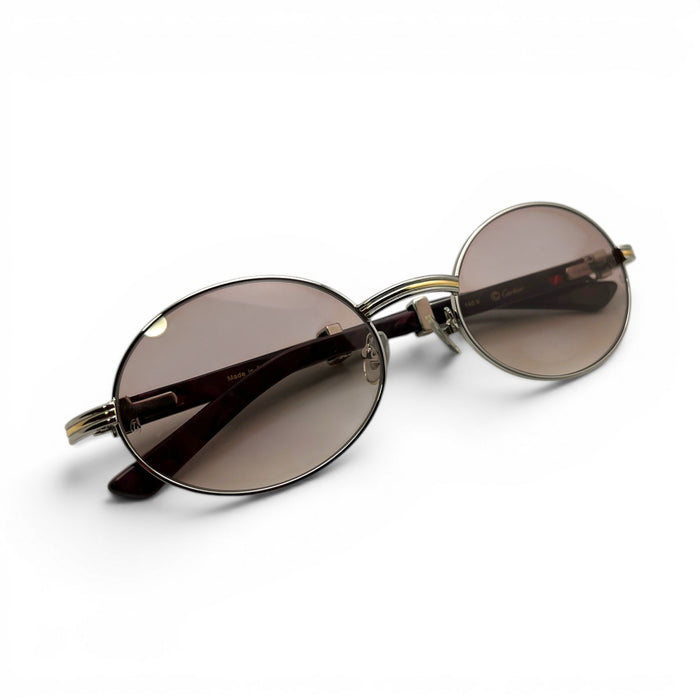 Giverny - 55-22 Wine & Black Composite Sunglasses w/ Oval Hennessy Lenses - Silver Frame (90s) C