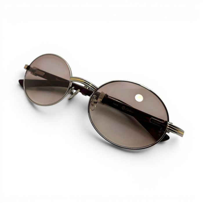 Giverny - 55-22 Wine & Black Composite Sunglasses w/ Oval Hennessy Lenses - Silver Frame (90s) C