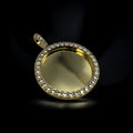 Gold Circle Pendant w/ Diamonds