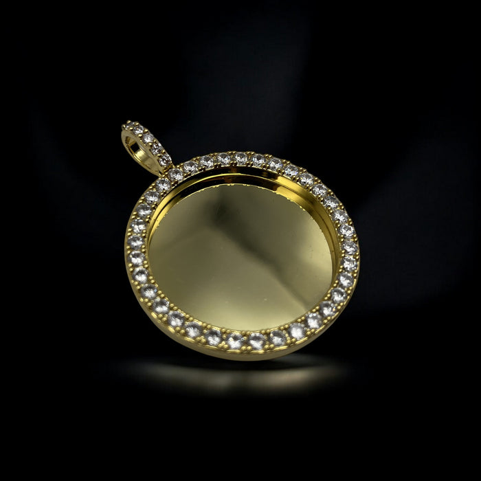 Gold Circle Pendant w/ Diamonds