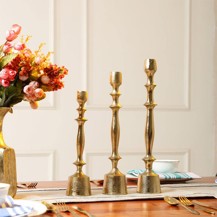 Gold Taper 14" Candle Holder