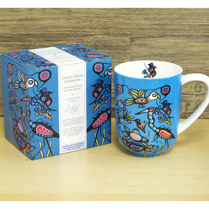 Grand River Harmony 16 oz mug by Native artist, Cody Houle