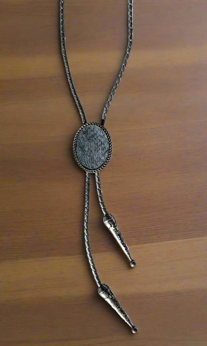 Grey Salmon Leather Bolo by Namgis artist Jonathan Whonnock indigenous art gift by Johnathan Whonnock Canada