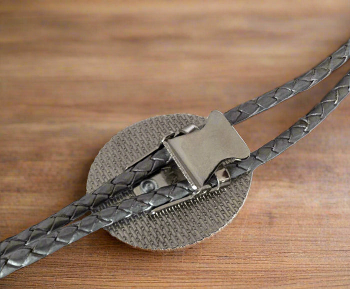 Grey Salmon Leather Bolo by Namgis artist Jonathan Whonnock indigenous art gift by Johnathan Whonnock Canada