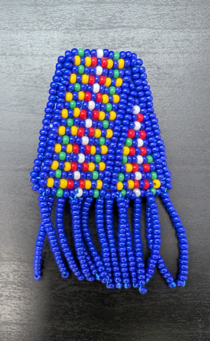 Hand crafted Blue Beaded Metis Sash Pin indigenous art gift by North of Fifty First Nations & Métis Art Boutique Canada