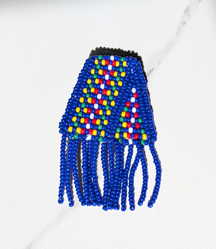 Hand crafted Blue Beaded Metis Sash Pin indigenous art gift by North of Fifty First Nations & Métis Art Boutique Canada