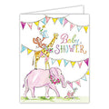 Handpainted Baby Shower Circus Animals Greeting Card