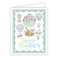 Handpainted Congratulations on your New Baby Boy Hot Air Balloons Greeting Card
