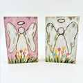 Handpainted MDF Angel with Flowers Table Sign